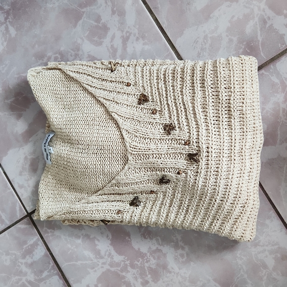 🎊HP🎊 Marie Claire Boho Crochet Hollow Out Breathable Knit Light Weight Sweater - Picture 12 of 12